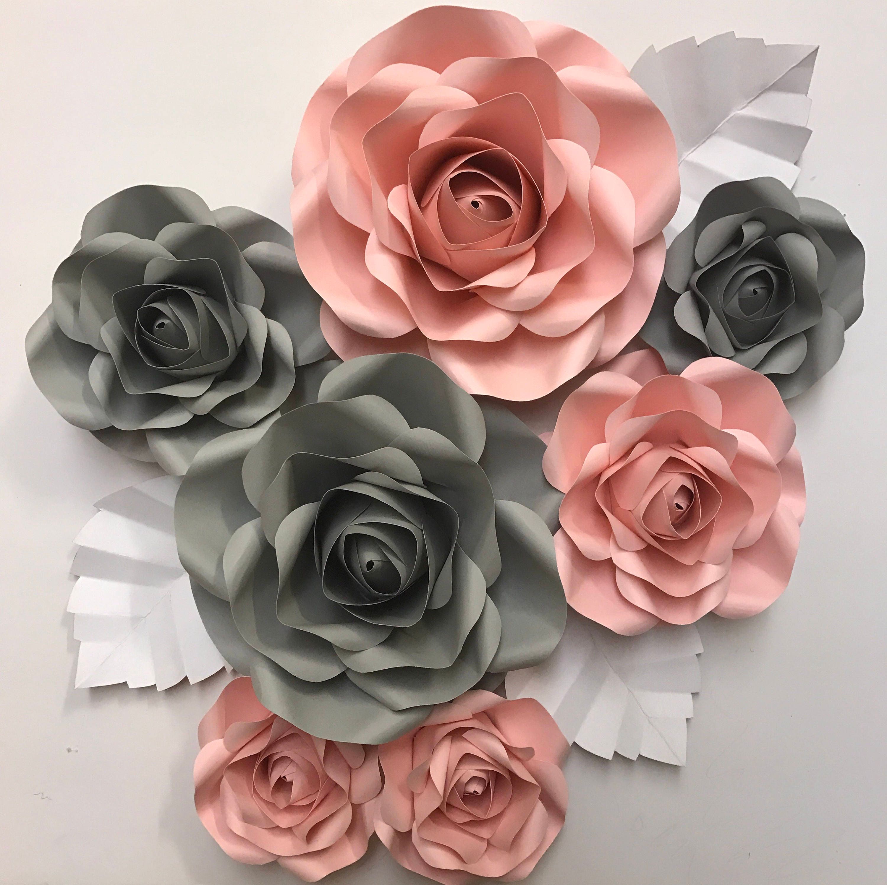 7 pc Paper Flower Backdrop roses weddings baby shower