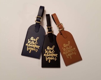 and so the adventure begins Luggage Tag Gifts - Traveler - Wedding - Birthday & More! Made in the USA