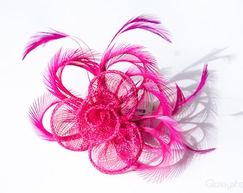 Pink Fascinator 2 in1 Hair Clip and Brooch