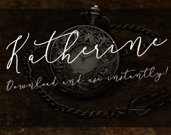 Katherine - Digital Fonts - Downloadable Handwritten font – Script font - Wedding font – Font Download – Instant Download - Vintage Font