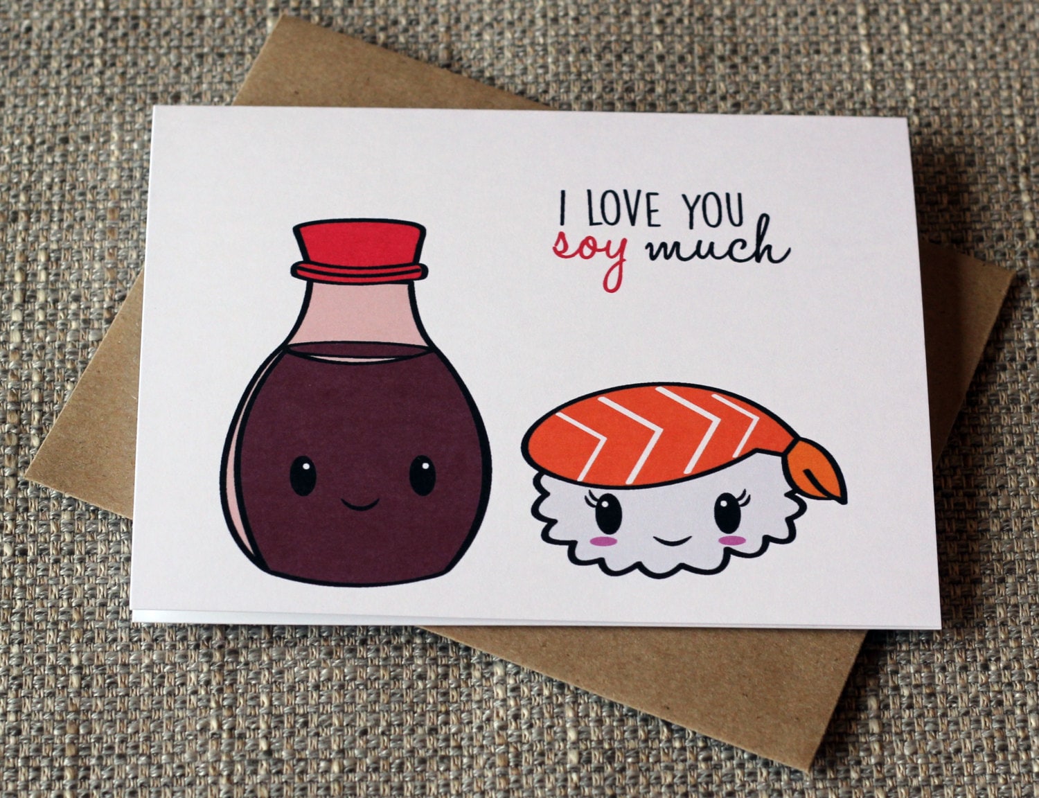 I love You Soy Much Punny Sushi Soy Sauce Funny Friendship