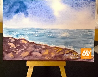 ORIGINAL watercolor hand-painted postcard | Rocky Beach