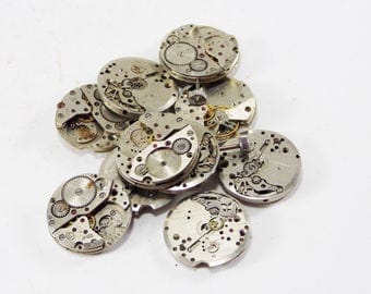 Quartz clock parts watch movements for craft Steampunk jewelry metal parts assemblage art mixed media old watch diy making watch recycle