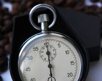 Vintage Soviet stopwatch AGAT, Mechanical chronometer USSR, Sports equipment, Working.