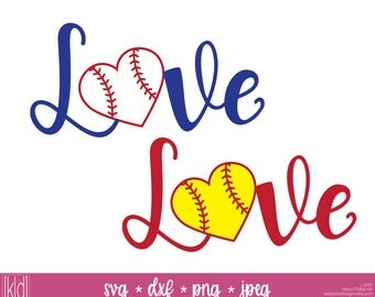 2 Baseball Heart svg - Softball Heart svg - Love Baseball svg - Love Softball svg - Baseball Mom svg - Baseball Heart Shirt svg
