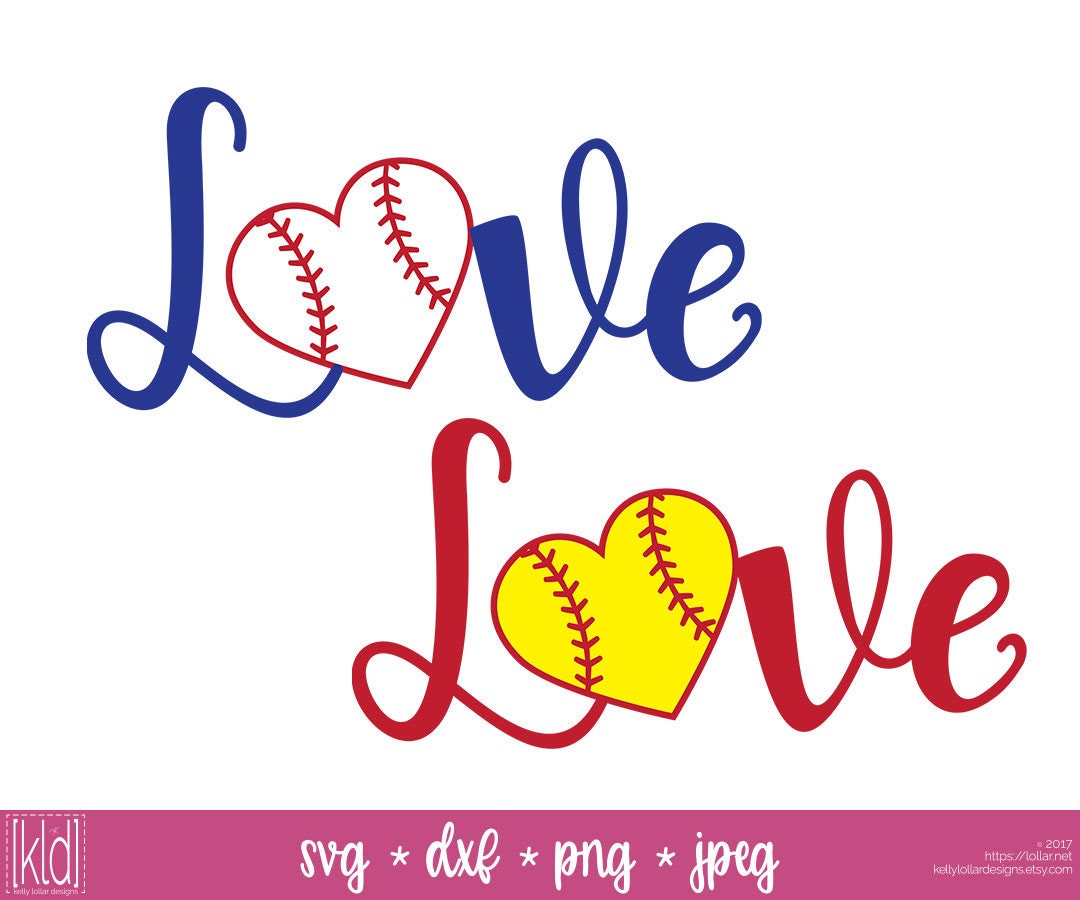 Download 2 Baseball Heart svg Softball Heart svg Love Baseball svg