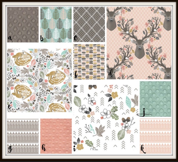 Deer Baby Girl Bedding Woodland Girl Bedding Floral Girl
