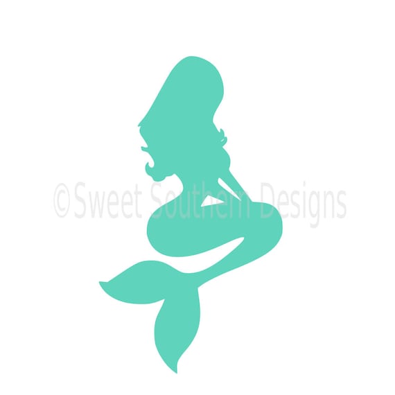 Download Mermaid silhouette outline SVG instant download design for