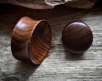 Sheesham Wood Ear Plugs gauges stretchers flared - Double flared - 1 Pair - Sizes from 4 mm (6G) To 45 mm (1.77") - Handmade - Organic
