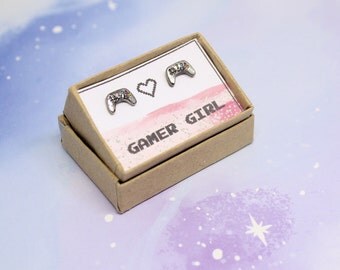 Gamer studs gamer girl earrings gift for a gamer girl video game earrings controller earrings gamer jewellery gift for a video gamer