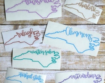 North Carolina Sticker North Carolina Decal NC Outline Sticker NC Outline Decal Customized NC Sticker