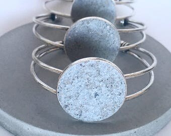 Concrete & Silver Cuff Bracelet