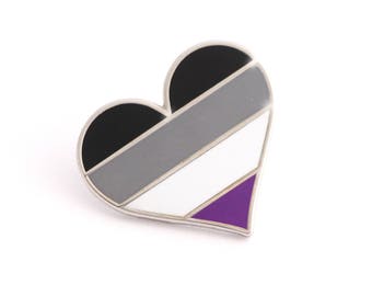 Asexual pride pin, gay lapel pin, Asexual flag pin, heart enamel pin, gay decoration, ace community