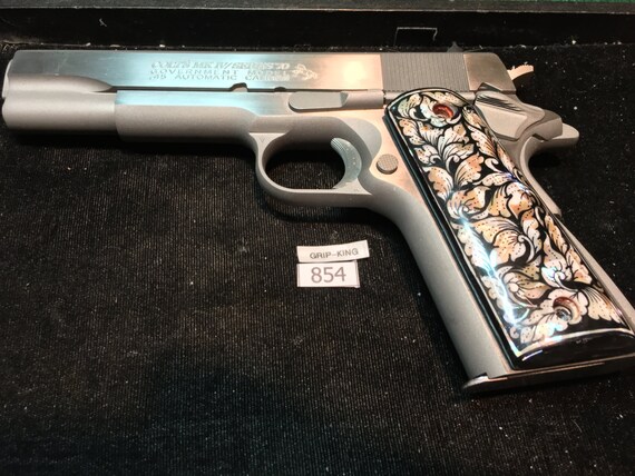 1911 Gripsgenuine Mother Of Pearl Inlaid On Wood By Gripking 3962