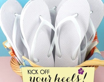 Wedding Flip Flops, White Flip Flops - Set of 6, Assorted Sizes