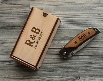 Fathers Day Gift - Personalized Pocket Knife Engraved Gift Box Groomsmen Gift for Dad Father's Day Gift from Daughter Boyfriend Gift for Him