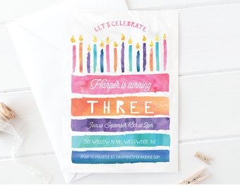 Girl Birthday Invitation Printable | Fun Birthday Cake Invite | Watercolor | Editable Template | 1st birthday | Instant Download #040GBD