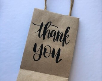 Custom Gift Bag | Thank You | Thank You Gift Bag | Thank You Gift | Kraft | Hand Lettered
