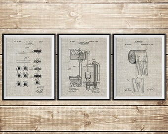 Toilet Sign, Patent Print Group, Bathroom Art Poster, Toilet Art Print, Patent Print Set, Toilet Paper Poster, Bathroom, INSTANT DOWNLOAD