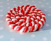 DIY Polymer clay candy cane coasters