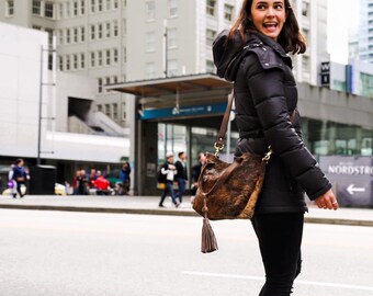 SALE/SALE/Hair on Hide Crossbody Tote/Brown Leather Tote/Leather Crossbody/Mexican Leather Bag/Brown Leather Bag/Cowhide Bag