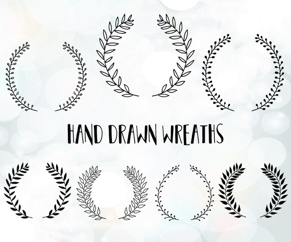 Download Laurel wreath SVG files Hand drawn Wreath svg dxf Leaf