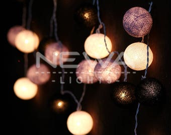 20 goth black white gray cotton ball fairy lights indoor string lights christmas lights gifts wall hanging bedroom patio party home decor - Home Decor Lights 20 goth black white gray cotton ball fairy lights indoor string lights christmas lights gifts wall hanging bedroom patio party home decor - Home Decor Lights