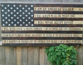 American Flag Soldiers Creed Wood Wooden Soldier American Flag Soldiers Creed Wood Wooden Soldier