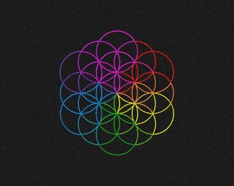 Coldplay style symbol Flower of life - A head full of dreams Machine embroidery design 3 sizes for instant download