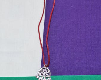 Handmade Sherry Red Hamsa Hand Necklace