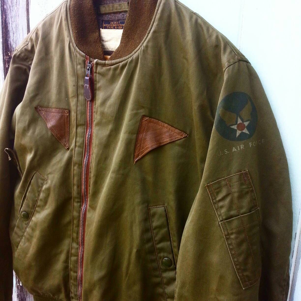 Vintage Army Jacket Vintage Buzz Rickson Air Force Jacket B 15 A Army Tank Scovill Zipper Toyo Enterprise