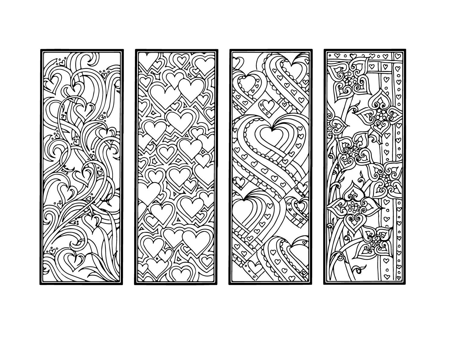 Download DIY Valentine's Day Bookmarks Printable Coloring Page