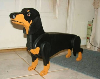 3D Layered Dachshund Statue, Wooden Dog Statue