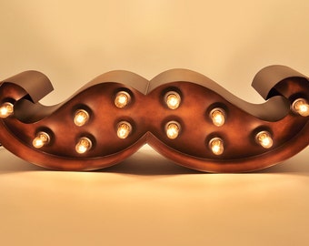 Marquee Letter, Mustache Marquee Sign, Marquee Light Fixture: Channeled Vintage Style, Photo Booth Inspired