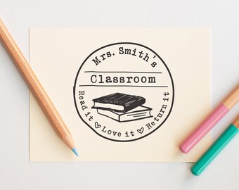 Personalized Teacher Gift, Self Inking Teacher Stamp,Teacher Supplies, Classroom Stamp, Book Stamp, Library Stamp, Read it Love it Return it