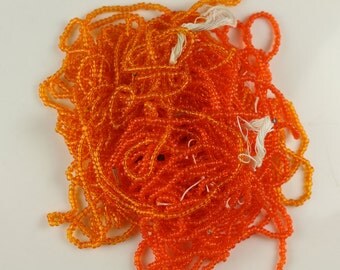 10g Pack of Orange Mix Beads Orange Seed and Bugle Beads