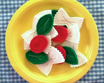 Felt Play Food - Pasta Salad - Bowtie Pasta Play Food - Pretend Play - Creative Play - Compliant Toys