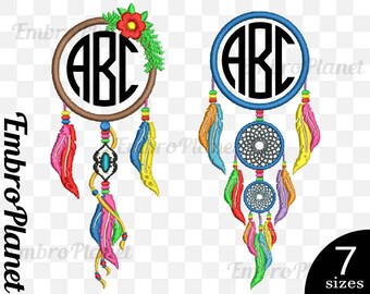 Circle Dream Catcher - Designs for Embroidery Machine Instant Download Digital File 4x4 5x7 hoop icon symbol sign monogram name text 660e