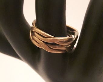 Twisted ring, twisted brass ring, stacked double ring, men's ring