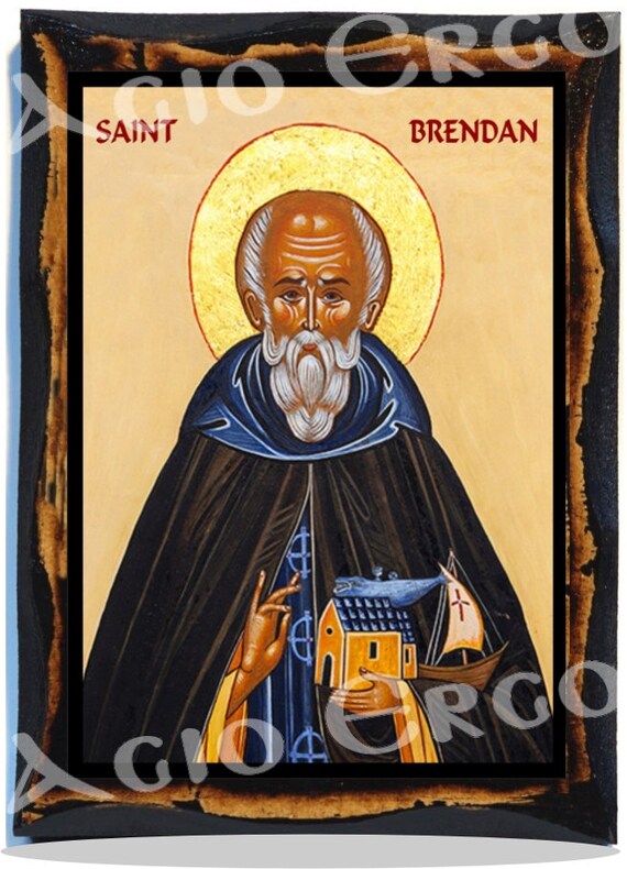 Saint Brendan the Navigator Christian Icon on Wood