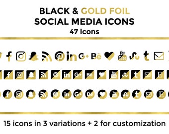 Black social icons | Etsy