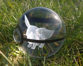 Crystal Glass 3D Laser Engraved Pokeball (Eevee)