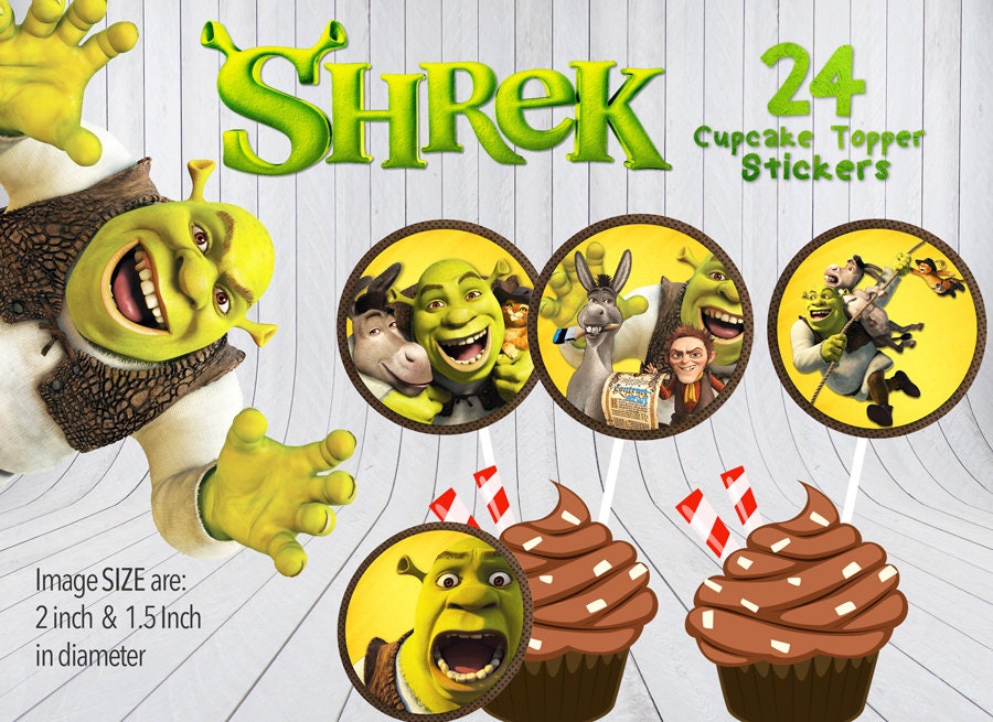 Shrek Cupcake Topper Birthday Party Decor Shrek Stickers