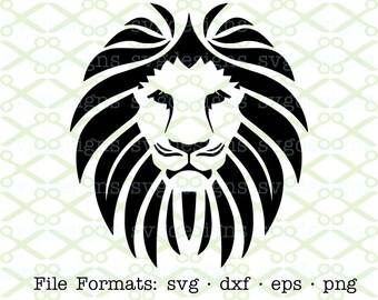 Lion SVG, Dxf, Eps & Png. Digital Cut Files for Cricut, Lion Silhouette; Stylized Lion Tattoo Svg, Lion Silhouette, Tribal Lion Clipart Svg