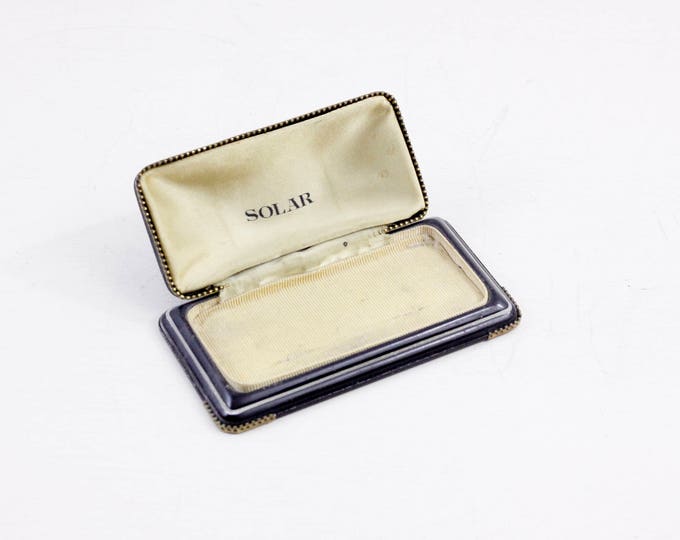 Antique watch box for SOLAR, dressing table display case for watch or jewelry, small black display box, vintage watch case