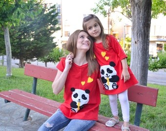 Panda mother daughter set