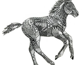 Zentangle horse | Etsy