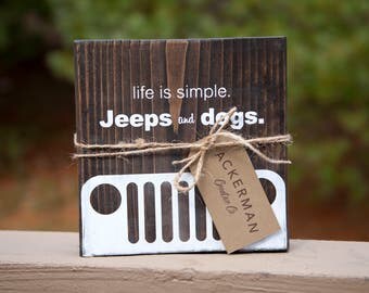 Wood Sign - Jeeps and dogs.