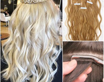 Wavy Tape In Extensions 100% Remy Human Hair Extensions