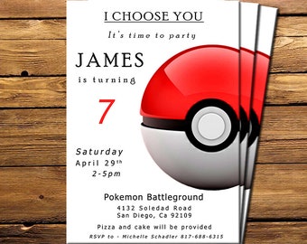 Pokemon Invitation, Pokemon birthday Invitation, Pokemon Invitations, Pokemon Invite, Pokemon Invitations